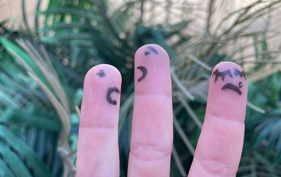 Tre fingre symboliserer en far, en mor og et barn