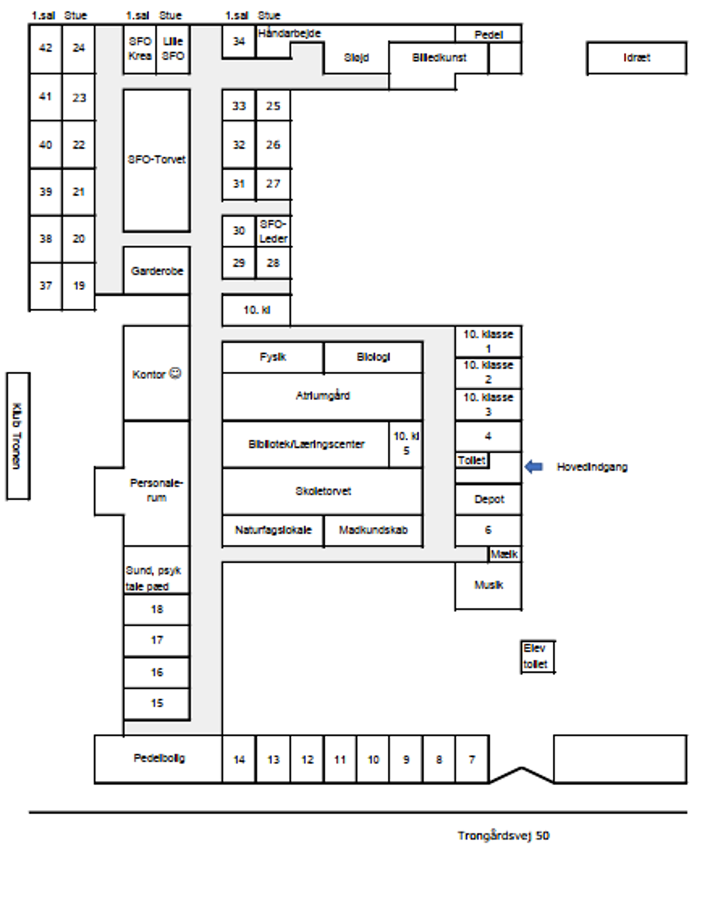 Billede af lokaler på Trongårdsskolen