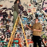 Elever laver street art på Arken